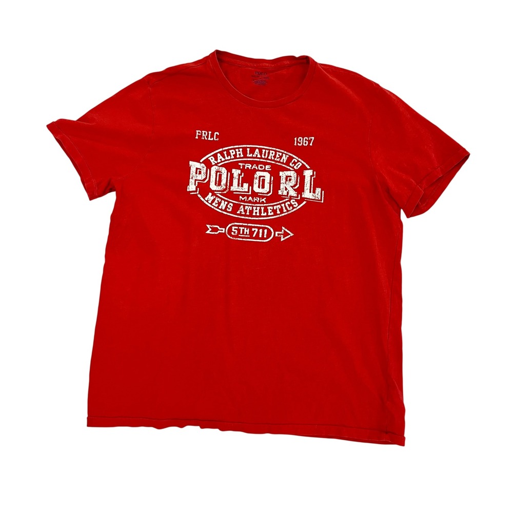 Polo Ralph Lauren Mens Athletics Graphic T-Shirt Red XL Cotton Single Stitch